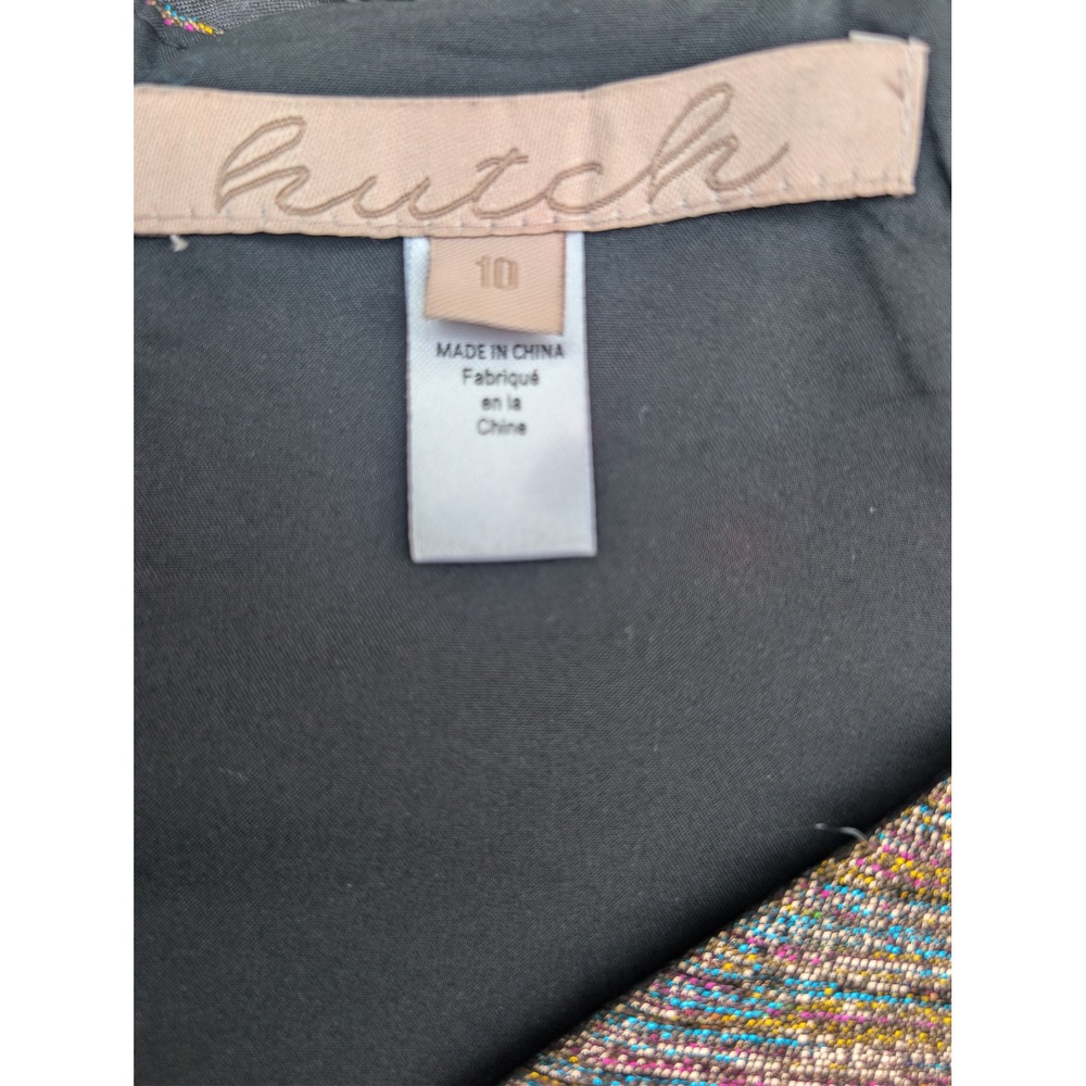 Hutch Anthropologie Metallic Rainbow V-Neck Flutter Sleeve Cocktail Dress 10 - Picture 9 of 10